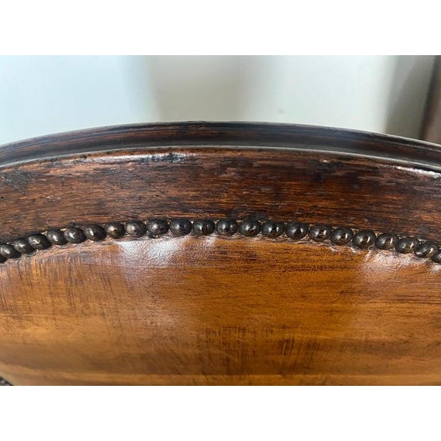 Pair of French Leather Tufted Wingback Chairs C. 1930 For Sale - Image 9 of 13