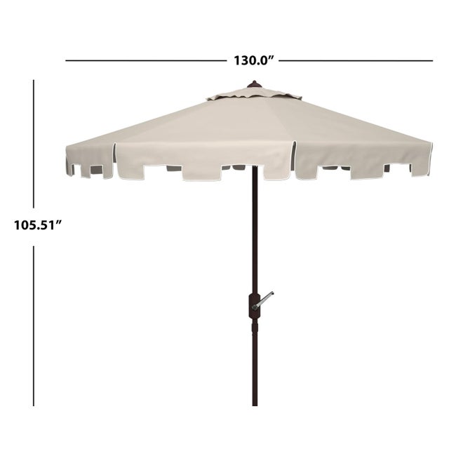 Modern Zimmerman 11Ft Round Market Umbrella, Beige With White Trim For Sale - Image 3 of 6