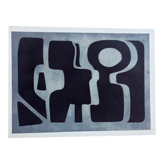 Original Unframed Contemporary French Modern Style Abstract Monotype in Aubergine 1/1 For Sale