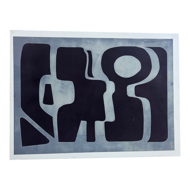 Original Unframed Contemporary French Modern Style Abstract Monotype in Aubergine 1/1 For Sale