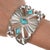 Native American 6 3/8" Large old Native American silver cast cuff bracelet with turquoise For Sale - Image 3 of 11
