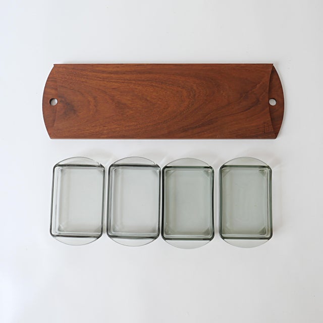 Scandinavian Teak Appetizer Tray and Dishes, Denmark, 1970s, Set of 5 For Sale - Image 11 of 15