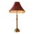 Vintage Brass Table Lamp With Burgundy Embroidered Shade, Gold Scroll Motif & Crystal Drops, Traditional Hollywood Regency Decor For Sale