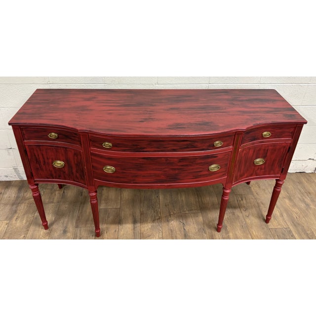 Farmhouse Vintage Federal Hepplewhite Farmhouse Stickley Style Sideboard Buffet Credenza For Sale - Image 3 of 18