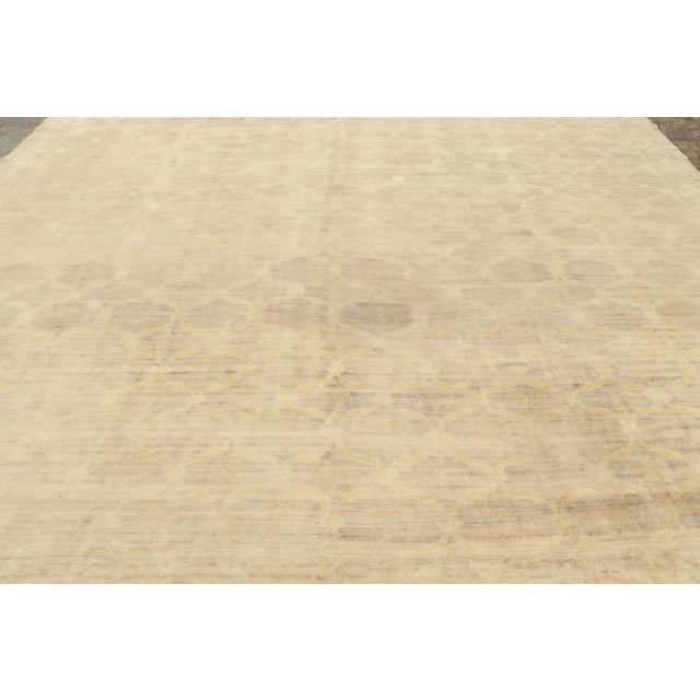 Traditional Antique Spanish Square Geometric Wool Rug in Beige, by Rug & Kilim, 1920-1929 For Sale - Image 3 of 9