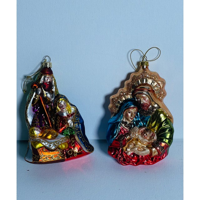 Vintage Glass Christmas Ornaments Nativity For Sale - Image 4 of 5