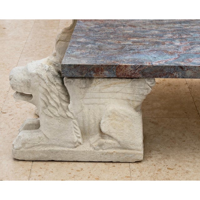 Monumental Italian Florentine Lion Coffee Table with Breccia Marble Top For Sale - Image 13 of 16