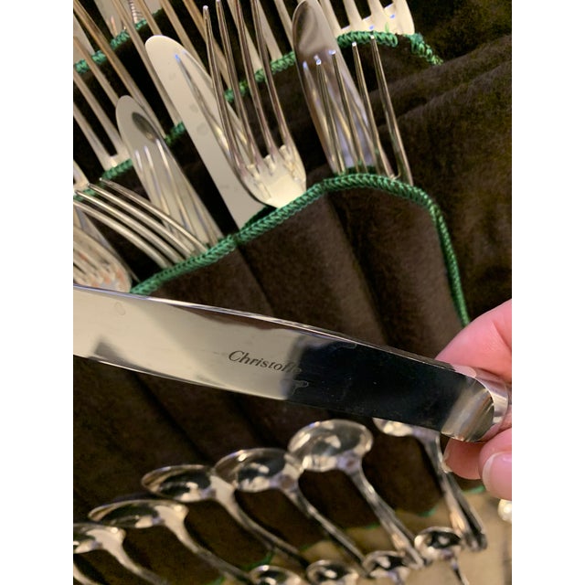 Metal Christofle Flatware Complete Set W/ Serving Utensils - Silver Plated - Orfevre Paris For Sale - Image 7 of 7