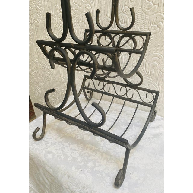 1960s Vintage Mid Century Black Iron Magazine Rack For Sale - Image 6 of 8