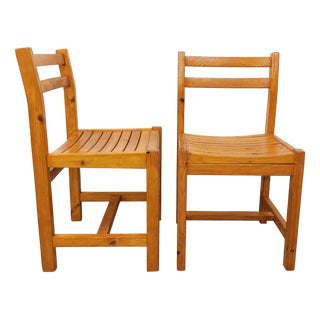 Set of Vintage Pine Chairs, 1970s For Sale
