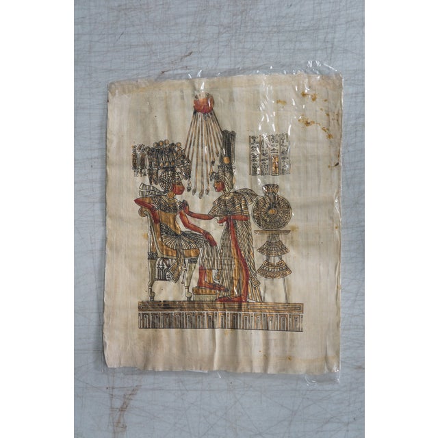 Late 20th Century Vintage Egyptian Revival Mythical Souvenir Papyrus Painting Art - Set of 18 For Sale - Image 4 of 18