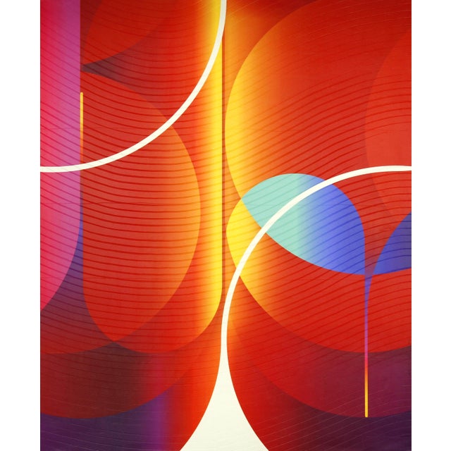 Contemporary Abstract Matte Gel Applied on Fine Art Digital Printed Canvas "Prune Safran Céladon # Espadindon" by Jerome Tham Vo My For Sale - Image 4 of 4