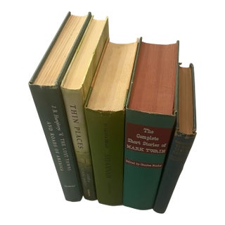 Vintage Decor Designer Collection of 5 Green Hardcover Books For Sale