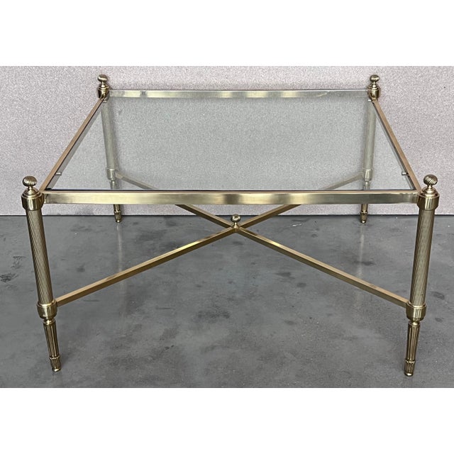 Mid 20th Century Spanish Two Tier Square Brass and Bronze Coffee Table For Sale - Image 16 of 18