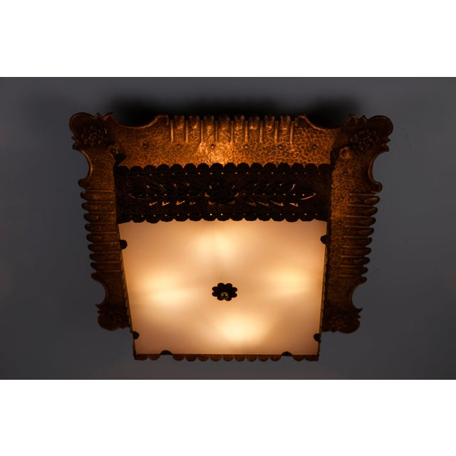 Art Deco Copper and Acrylic Glass Flush Mount, 1930s, Germany For Sale - Image 9 of 15