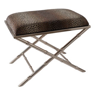 Lauderdale Nickel Bamboo Leg Bench, Wayland For Sale