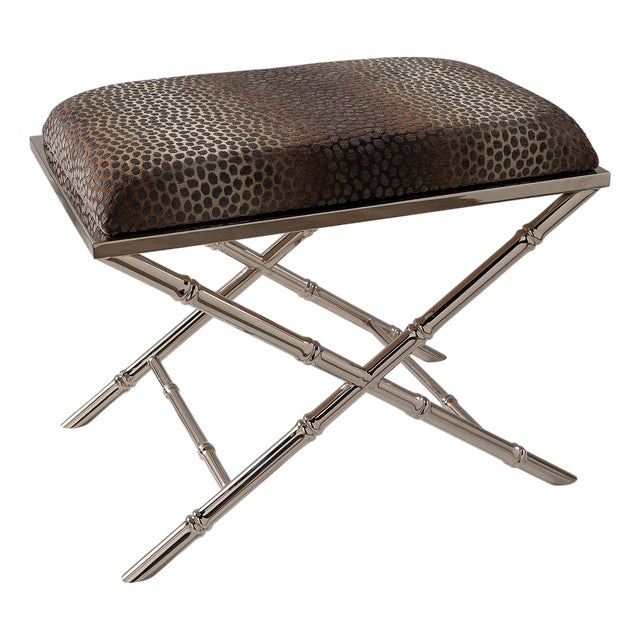 Lauderdale Nickel Bamboo Leg Bench, Wayland For Sale