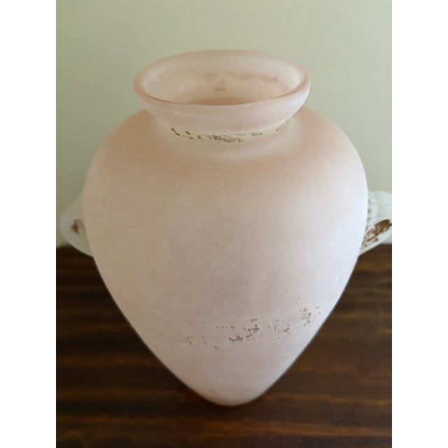Italian Pink Roman Style Scavo Glass Vase For Sale - Image 11 of 16