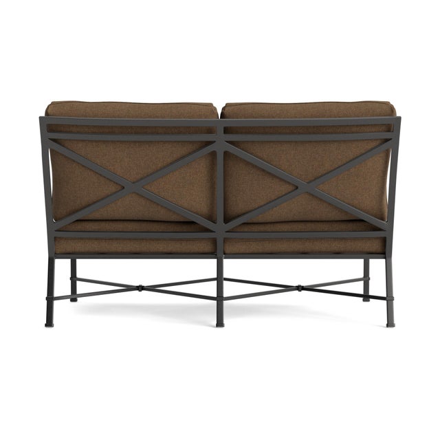 Brown Jordan Brown Jordan Venetian Armless Loveseat, Textured Pewter frame with Fusion Moccasian fabric For Sale - Image 4 of 11