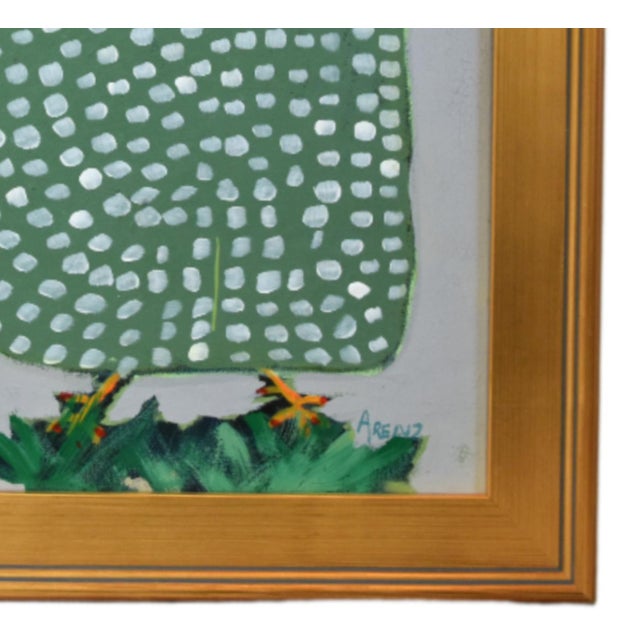 Original one-of-a-kind folk art oil painting of a hen, chicken, or rooster on stretched artist canvas. The talented artist...