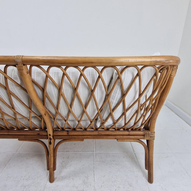 Mid-Century Italian Rattan & Bamboo Settee, 1970 For Sale - Image 10 of 16