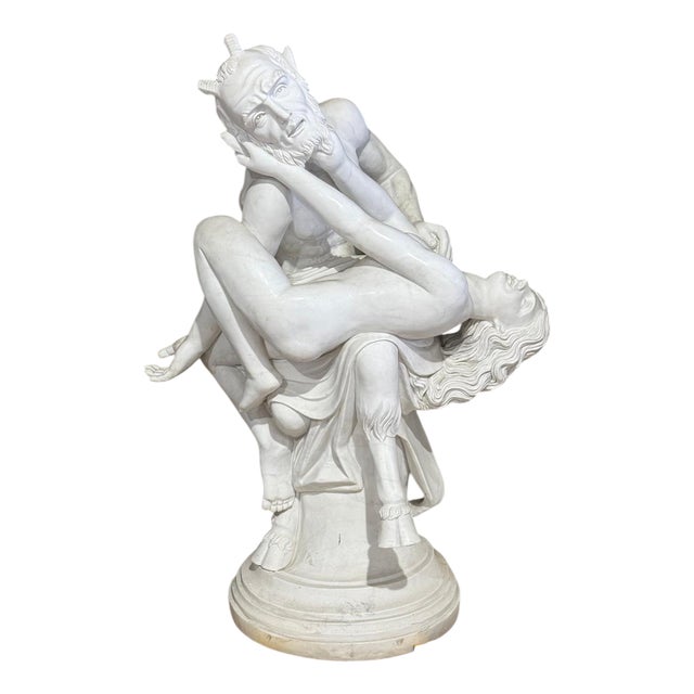 Life-Sized Sculpture of Greek God Pan, 20th Century, Marble For Sale
