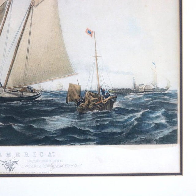 Antique Seascape Print of “The America” Winner of the Cowes Club Cup C1851 For Sale - Image 6 of 18