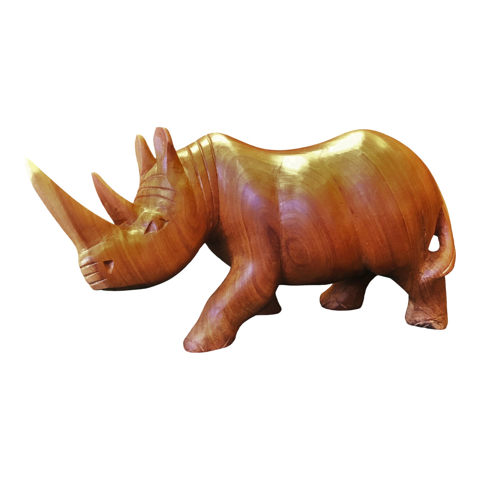 Hand Carved Solid Teak Rhinoceros Sculpture Circa 1950's Chairish