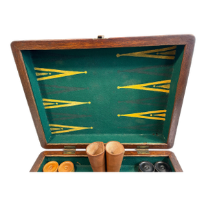 Vintage English Backgammon Game Set in Wood Box