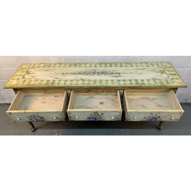 Vintage Hand Painted Floral Console/Entry Table by Habersham For Sale - Image 13 of 17