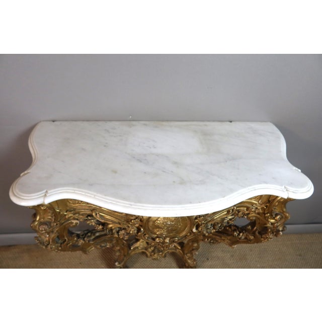 Louis XV Carved Giltwood Console, 19th Century For Sale - Image 4 of 13