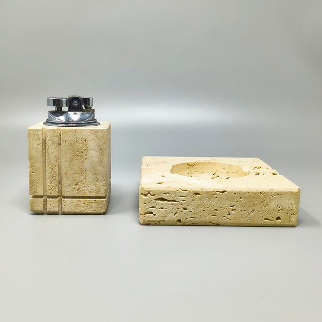 Travertine Smoking Set by Enzo Mari for Fratelli Mannelli, 1970s, Set of 2 For Sale - Image 11 of 11