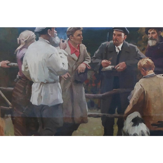 Lenin and the Peasants: Original Oil Painting, Socialist Realism, 1970s 132-197 For Sale - Image 4 of 6