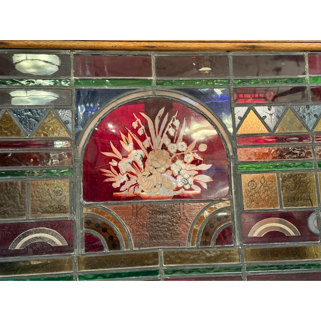 Vintage Stained Glass Window Panel For Sale - Image 11 of 12