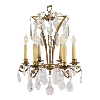 Circa 1920 French Neoclassical Style Bronze and Crystal Chandelier For Sale