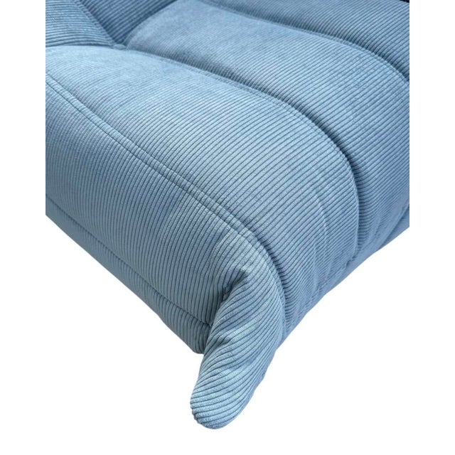 Togo Lounge Chair in Light Blue Corduroy by Michel Ducaroy for Ligne Roset For Sale - Image 6 of 10