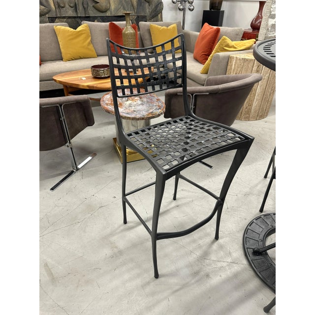 Metal Vintage Brown Jordan Sol Y Luna High Top Bar Table & 4 Bar Stools For Sale - Image 7 of 10