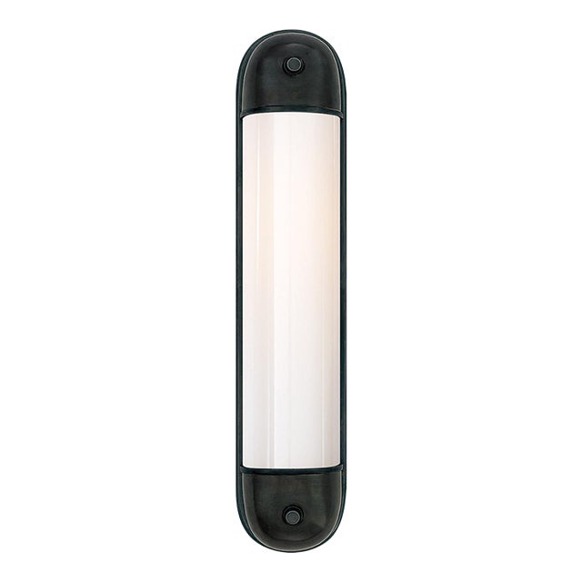 Thomas O'Brien for Visual Comfort Signature Selecta Long Sconce in Bronze with White Glass For Sale