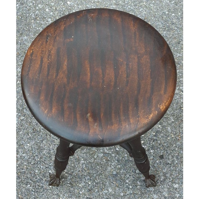 19th Century Oak Revolving Piano Stools With Glass Ball Claw Feet For Sale In Washington DC - Image 6 of 12