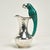 Standout vintage pitcher handcrafted in silver plate on hammered copper featuring a stone clad parrot as a handle....