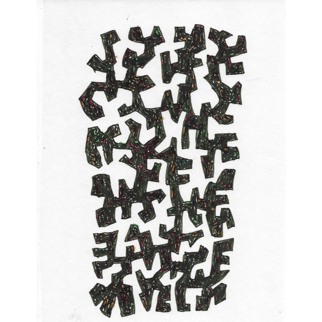 MCM style atomic age marker, ink and watercolor drawins on paper by W. Glen Davis. Dated 1991 on the back along with...