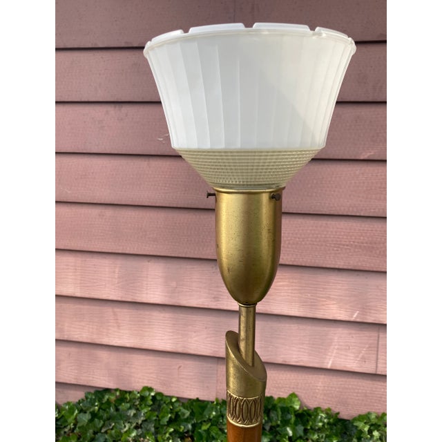 Mid Century Modern Brass and Walnut Floor Lamp For Sale - Image 6 of 11
