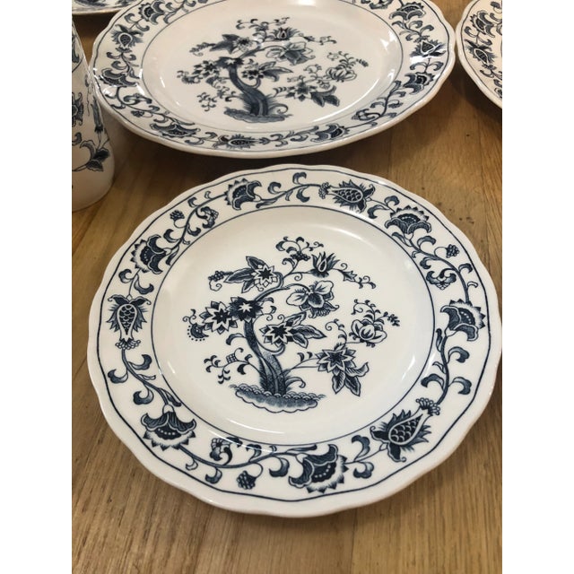 Vintage Blue and White Nikko Ming Tree Blue Chinoiserie Ironstone Set- 12 Pieces For Sale - Image 4 of 10