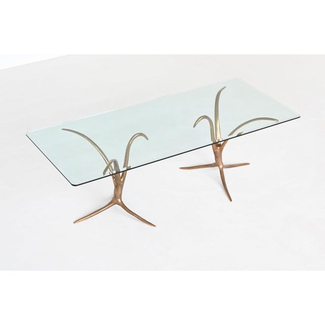 Sculptural Dining Table in Bronze and Glass, Belgium, 1970 For Sale - Image 9 of 18
