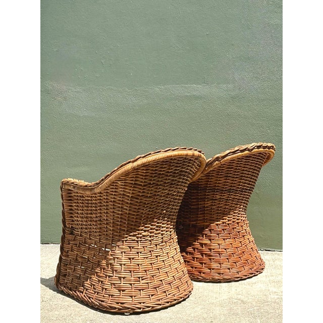 Mid-Century Modern Vintage Braided Rattan Armchairs - A Pair For Sale - Image 3 of 17