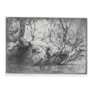 1920s Arthur Allen Lewis River Bank Landscape Etching