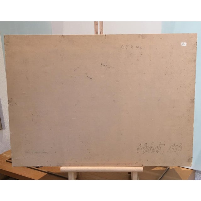 Baldo Gulberti, Enfants jouant en bord de rivière, 1953, Oil on Cardboard For Sale - Image 7 of 8