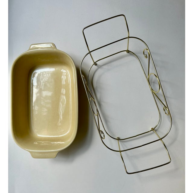 1983 Modern Pfaltzgraff Yellow Ceramic Baker & Brass Holder For Sale - Image 11 of 16