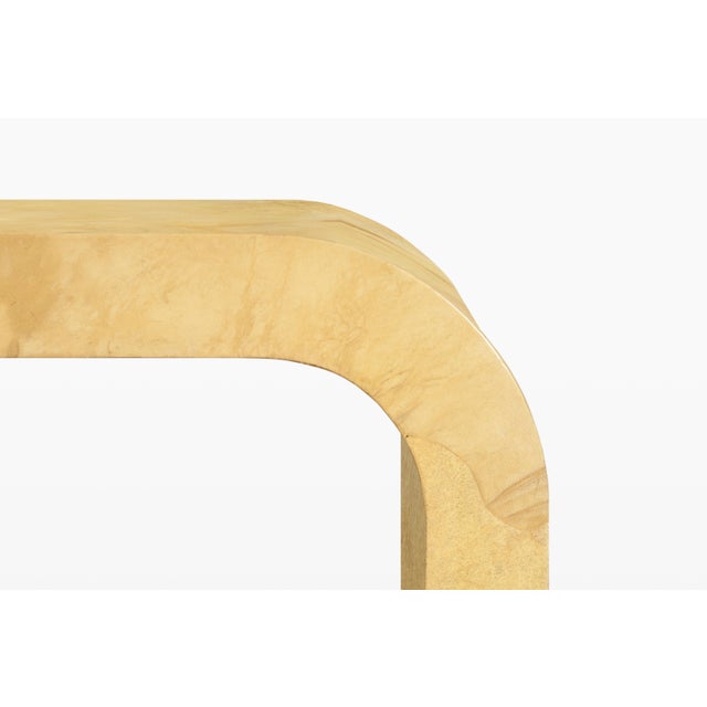 Italian Goatskin Parchment “Waterfall” Console Table Attributed to Aldo Tura For Sale In Los Angeles - Image 6 of 13