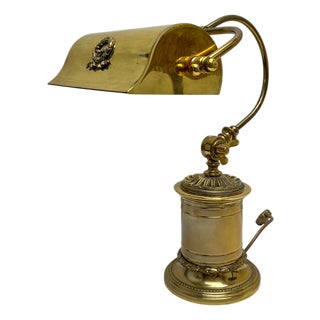 French Adjustable Bankers Desk Lamp in Brass, 1960s For Sale